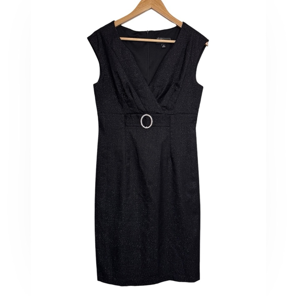 Dress Barn Midi Sleeveless Dress Black with Silver Sparkle Size 10